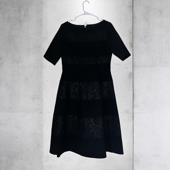 rickie freeman Teri Jon Women’s Black Tiered with Lace Detail Formal Dress Sz-8 - Picture 8 of 9